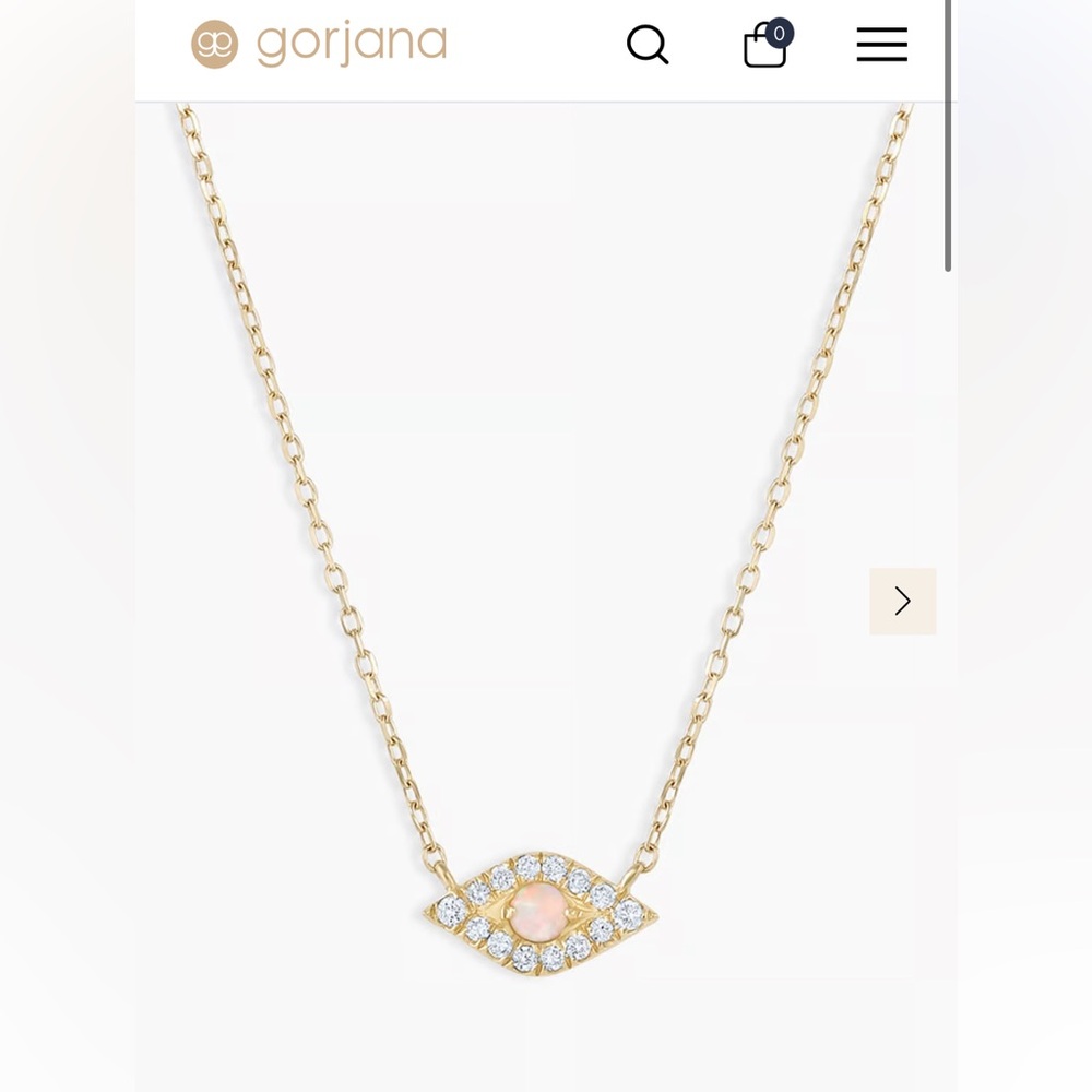 Gorjana 14k gold diamond and opal evil eye necklace